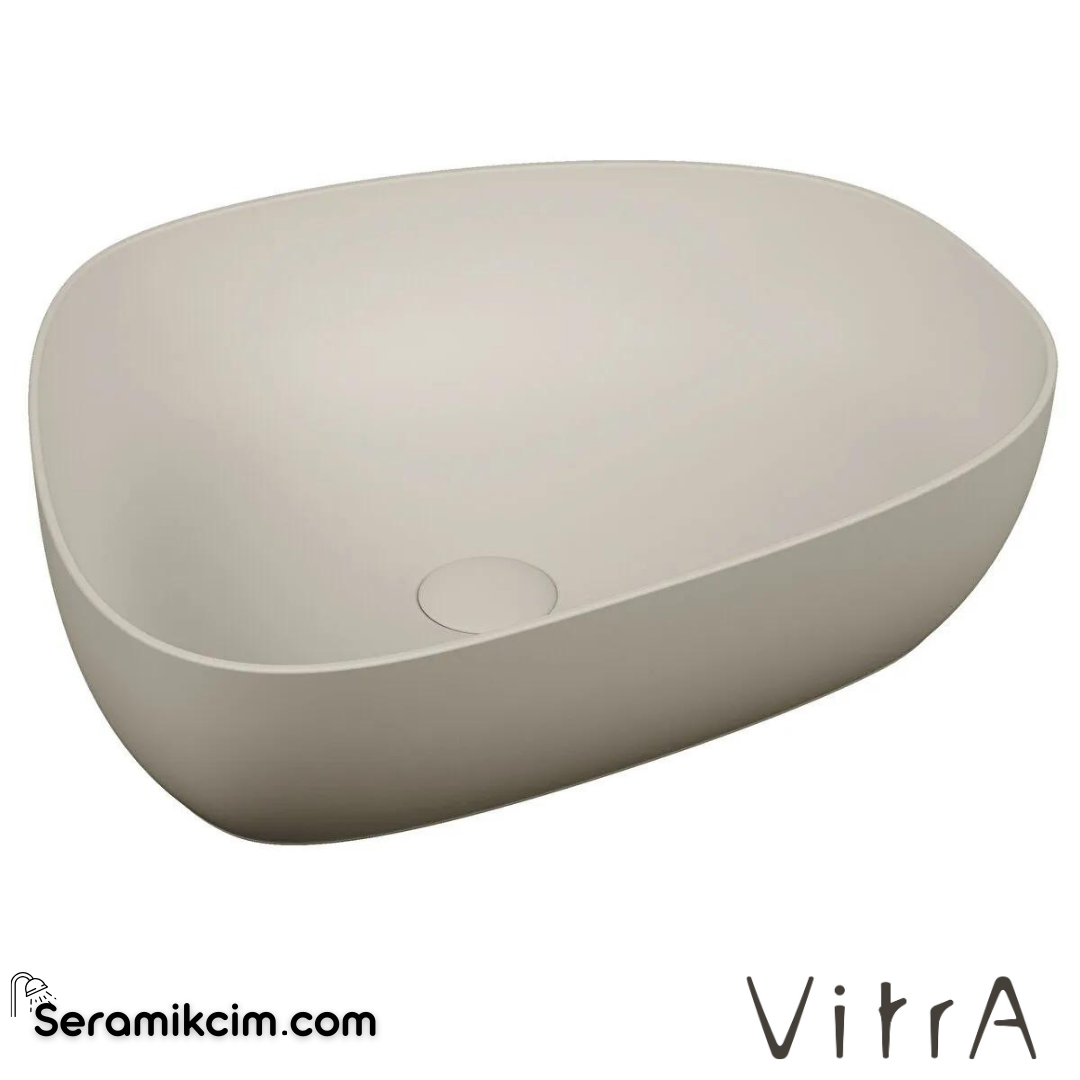 VitrA Outline Çanak Lavabo Tv Şekilli, 55x43 cm Armatür Deliksiz, Su Taşma Deliksiz, Clean, Mat Bej - 5991B420-0016