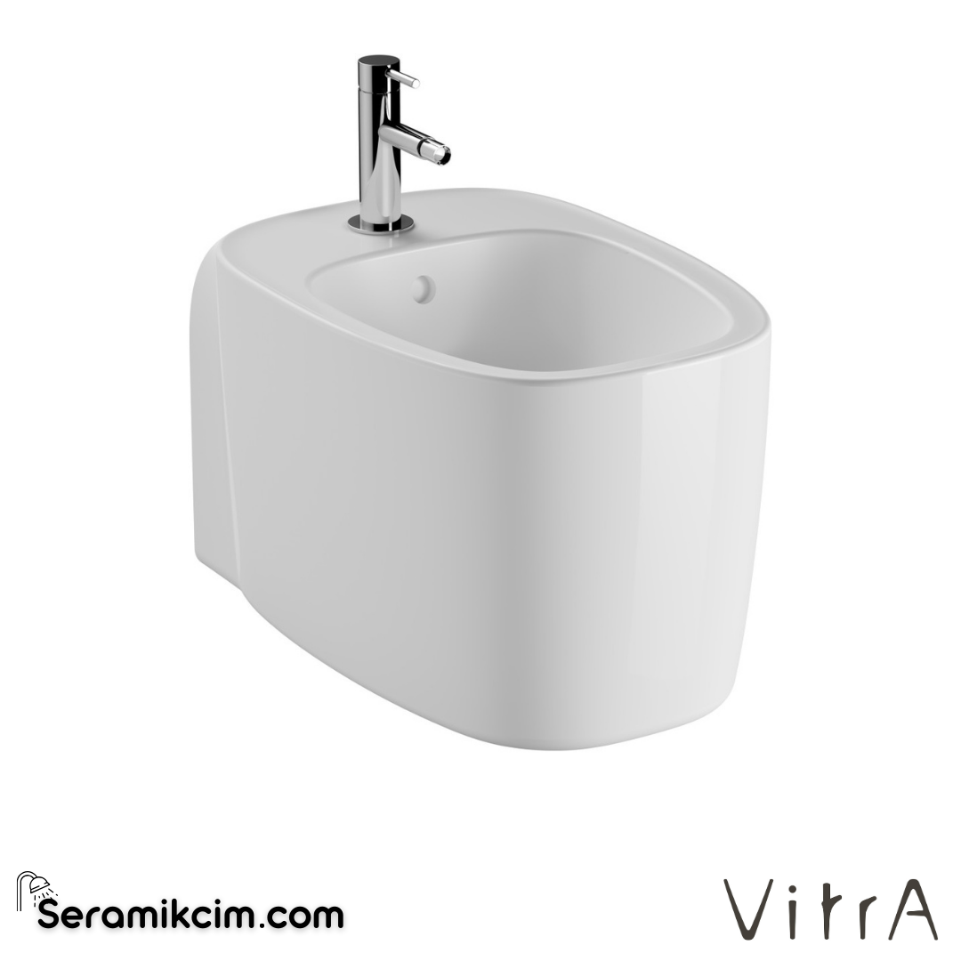VitrA Plural Asma Bide Gizli Montajlı, 55 cm Tek Armatür Delikli, Su Taşma Delikli, Yanlardan Deliksiz, Clean, Beyaz - 7831B403-0288