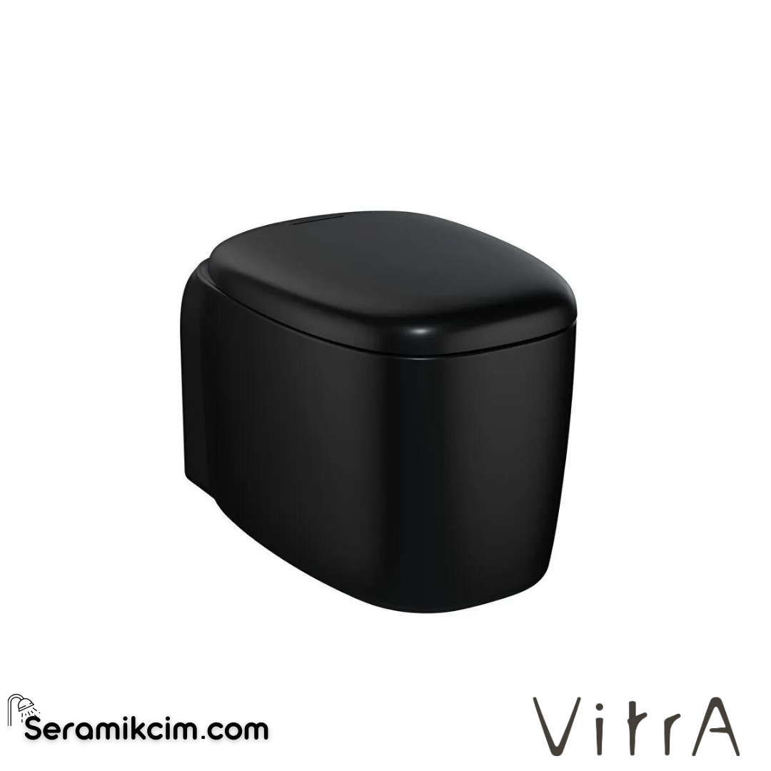 VitrA Plural Asma Klozet Rim-ex, Gizli Montajlı, 55 cm Taharet Borulu, Taharet Borusu Girişi Sıva Altı Uygulamalı, Clean, Mat Siyah - 7830B483-0090
