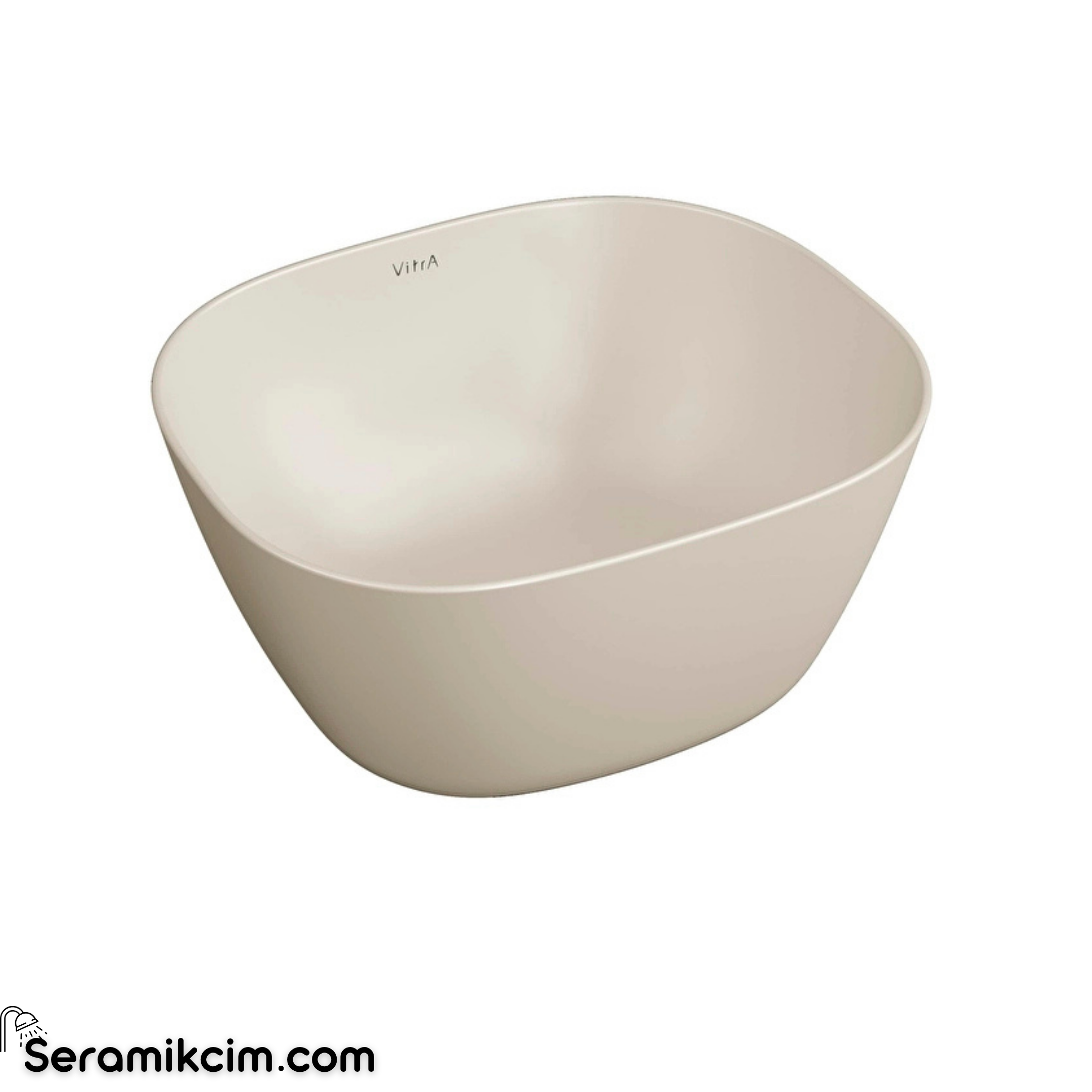 VitrA Plural Çanak Lavabo,Oval, Kompakt, 45x38 cm,Armatür Deliksiz, Su Taşma Deliksiz, Clean, Mat Kum Beji