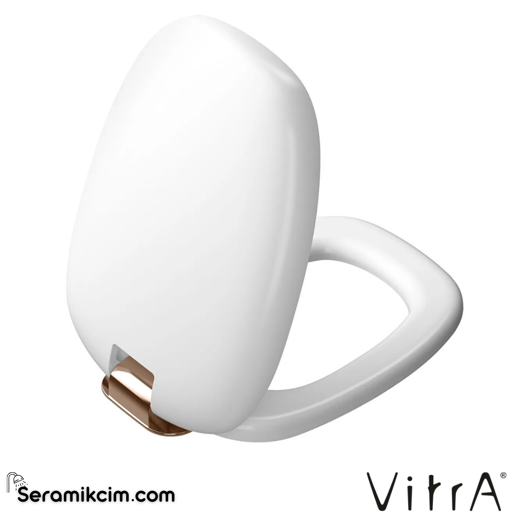 VitrA Plural Klozet Kapağı Duroplast, Üstten Sıkmalı Yavaş Kapanır, Kolay Sök-Tak, Bakır, Metal Menteşeli, Mat Beyaz 126-401-029 - 126-401-029
