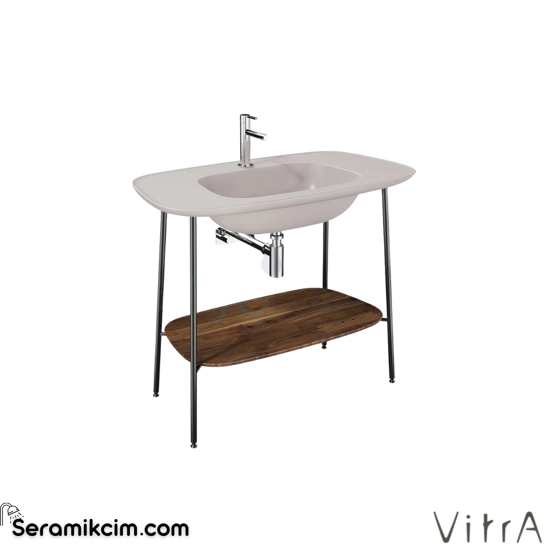 VitrA Plural Lavabo Ünitesi 100cm Mat Bej Seramik Lavabolu, Koyu Meşe 64047