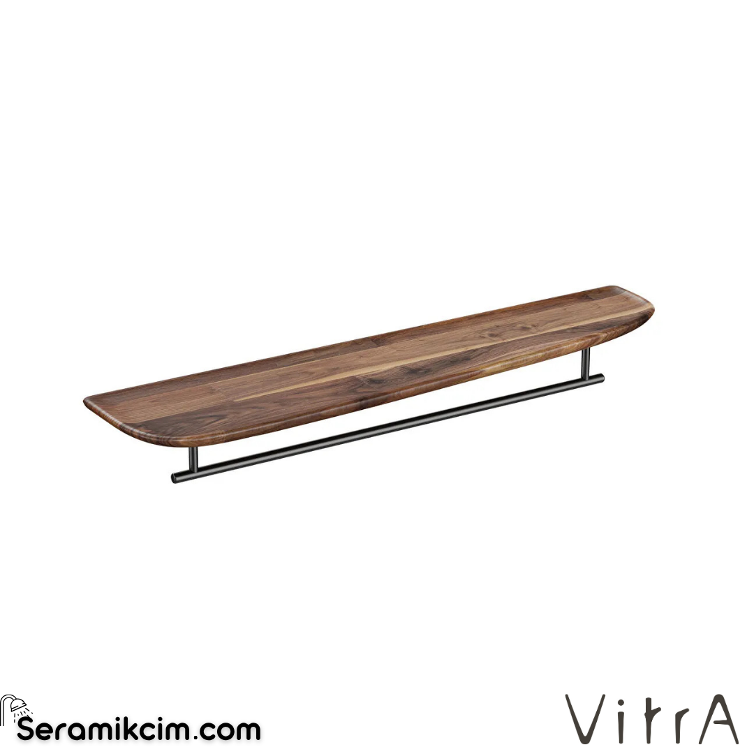 VitrA Plural Raf 75cm, Uzun Metal Havluluklu, Koyu Meşe, Sağ 64063