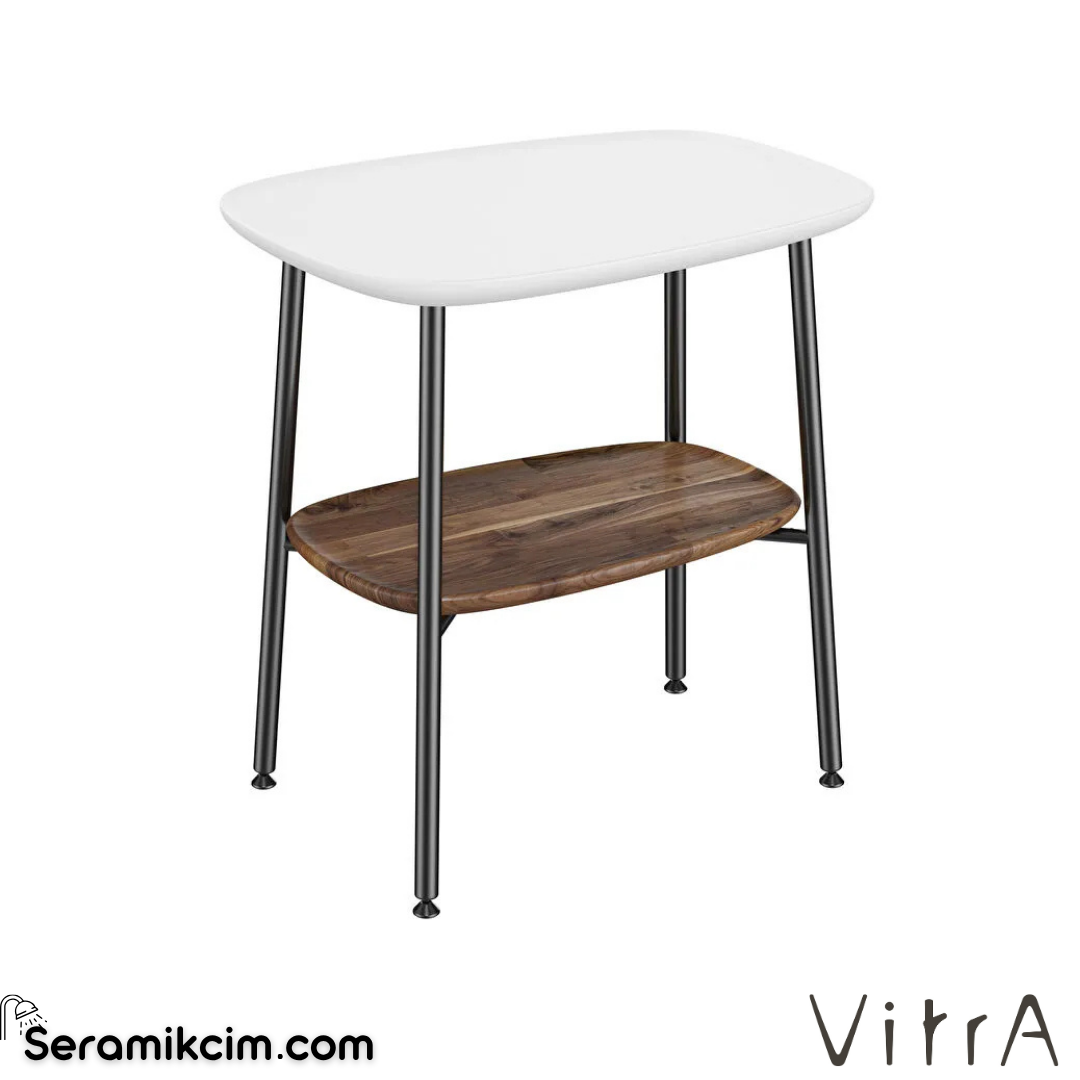 VitrA Plural Yan Ünite 55cm Mat Beyaz Seramik, Koyu Meşe 64065