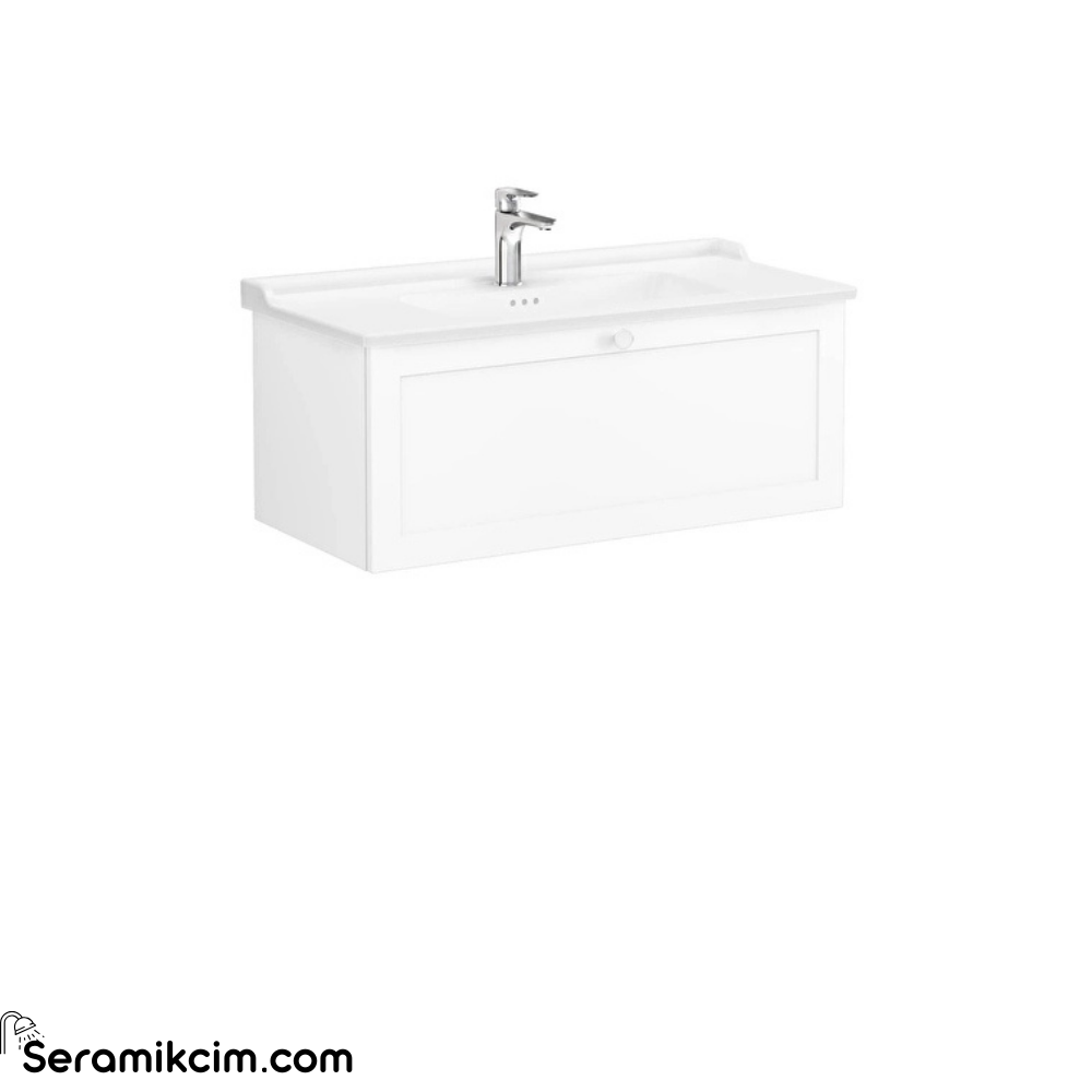 Vitra Root Classic Lavabo Dolabı, Tek Çekmeceli, 100 Cm, Mat Beyaz, Klasik Lavabolu