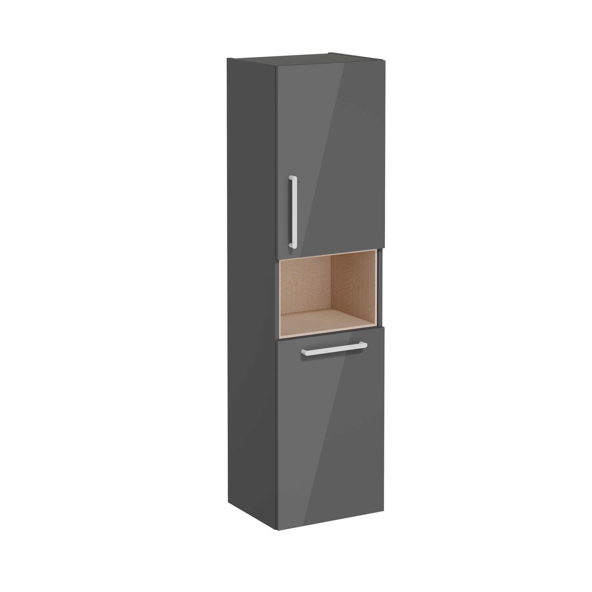 Vitra Root Flat Boy Dolabı 40 cm İki Kapaklı Kısa Çamaşır Sepetli Parlak Antrasit Sağ 66230