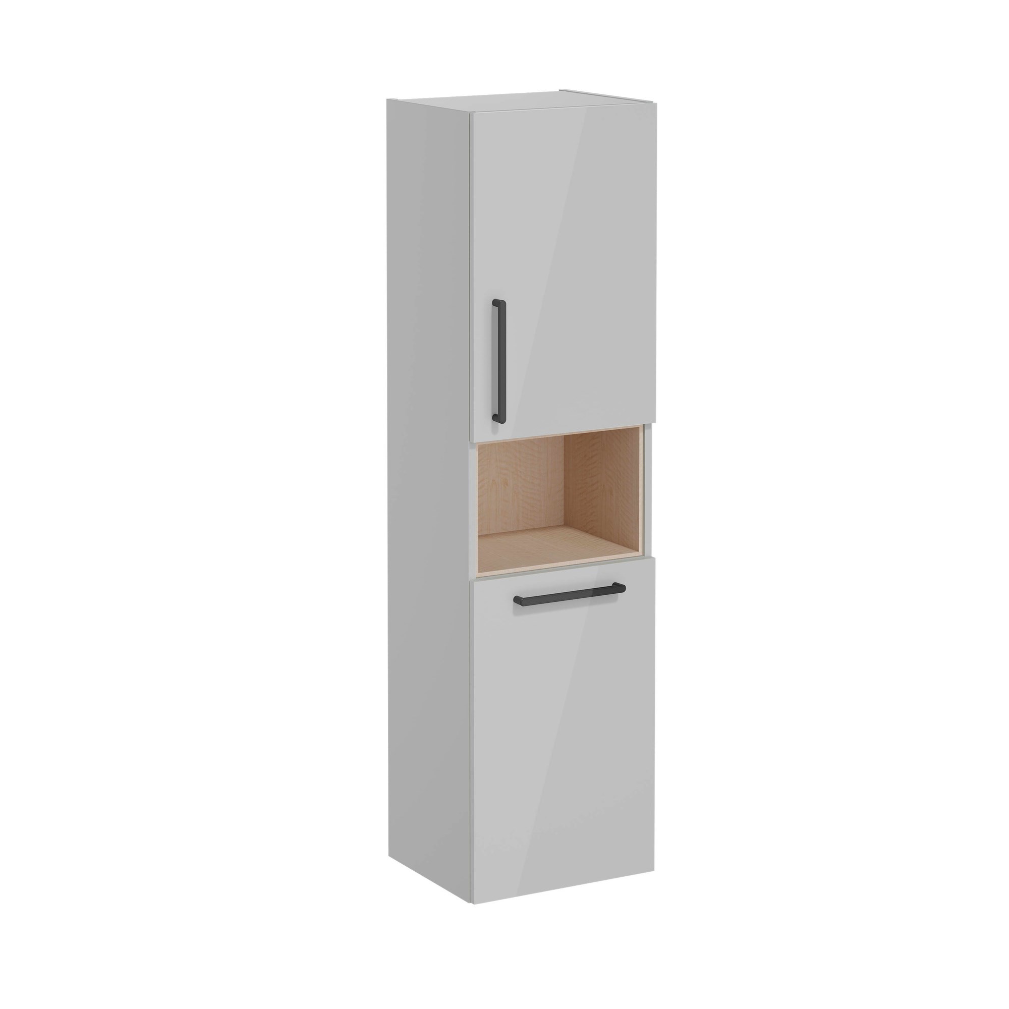 Vitra Root Flat Boy Dolabı 40 cm İki Kapaklı Kısa Çamaşır Sepetli Parlak İnci Grisi Sağ 66233