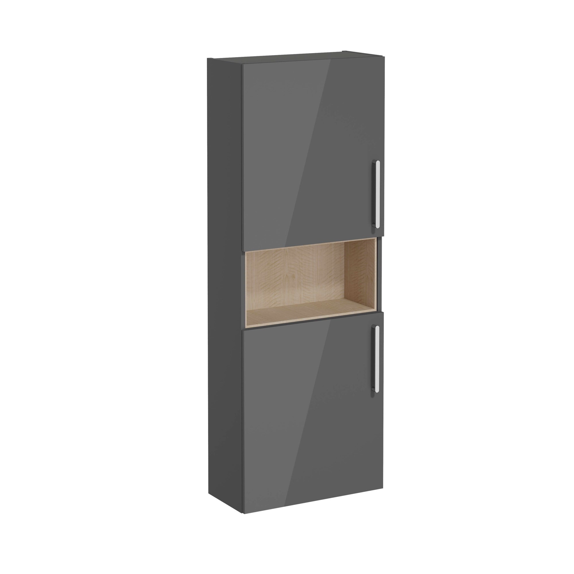 Vitra Root Flat Boy Dolabı 55 cm İki Kapaklı Dar Kısa Parlak Antrasit 66248