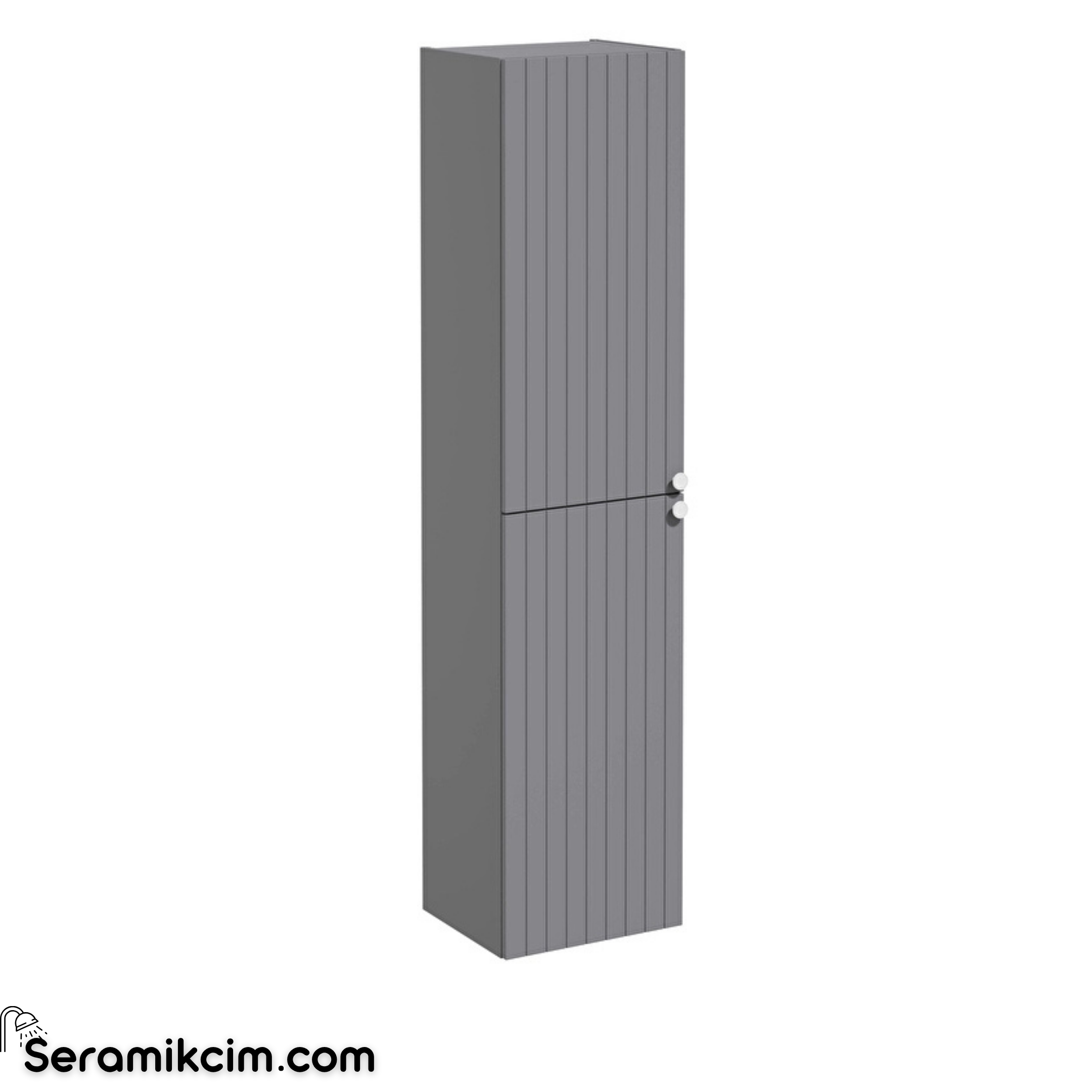 VitrA Root Groove Boy Dolabı, 40 cm, iki kapaklı, mat gri