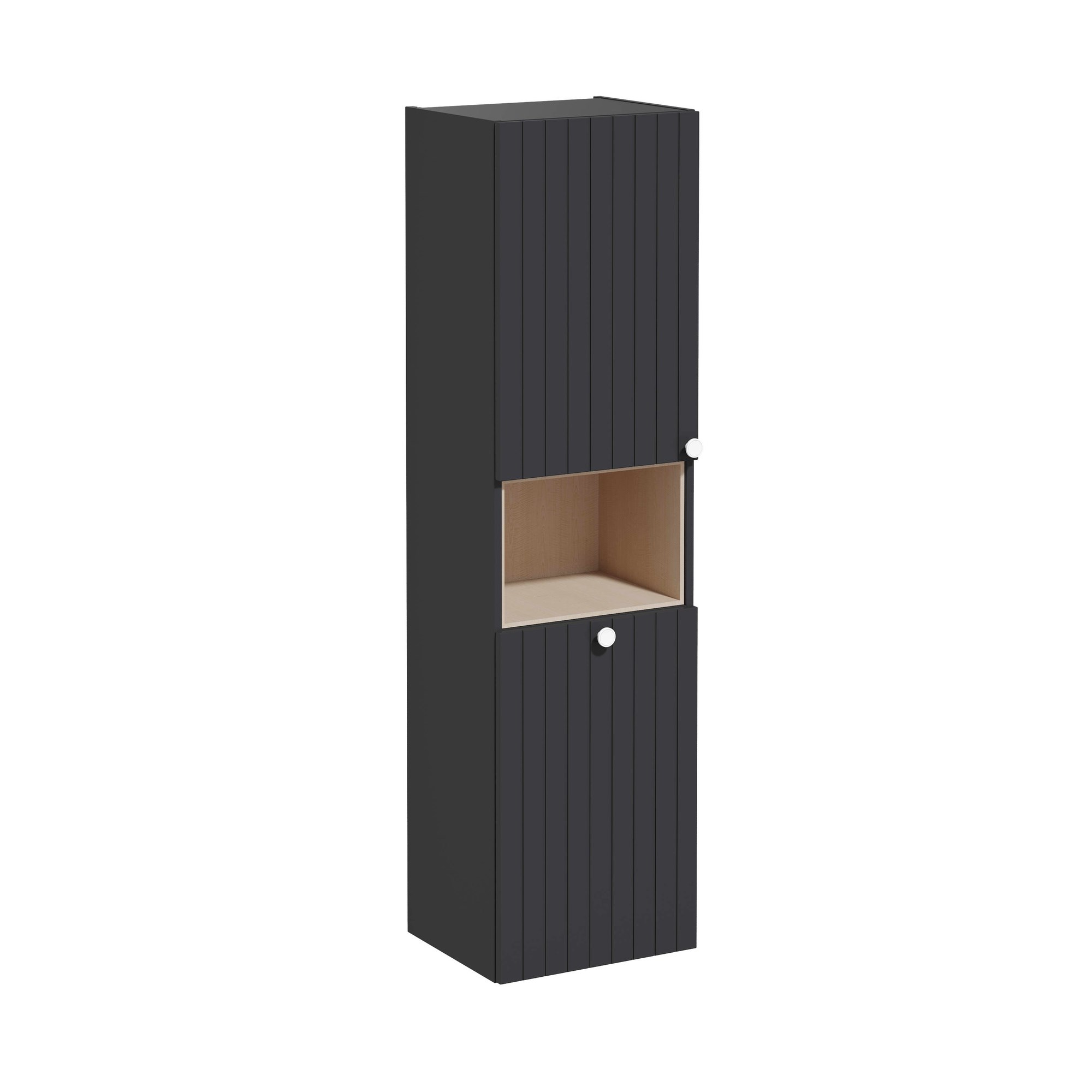 Vitra Root Groove Boy Dolabı 40 cm İki Kapaklı Kısa Çamaşır Sepetli Mat Grafit Sol 69097