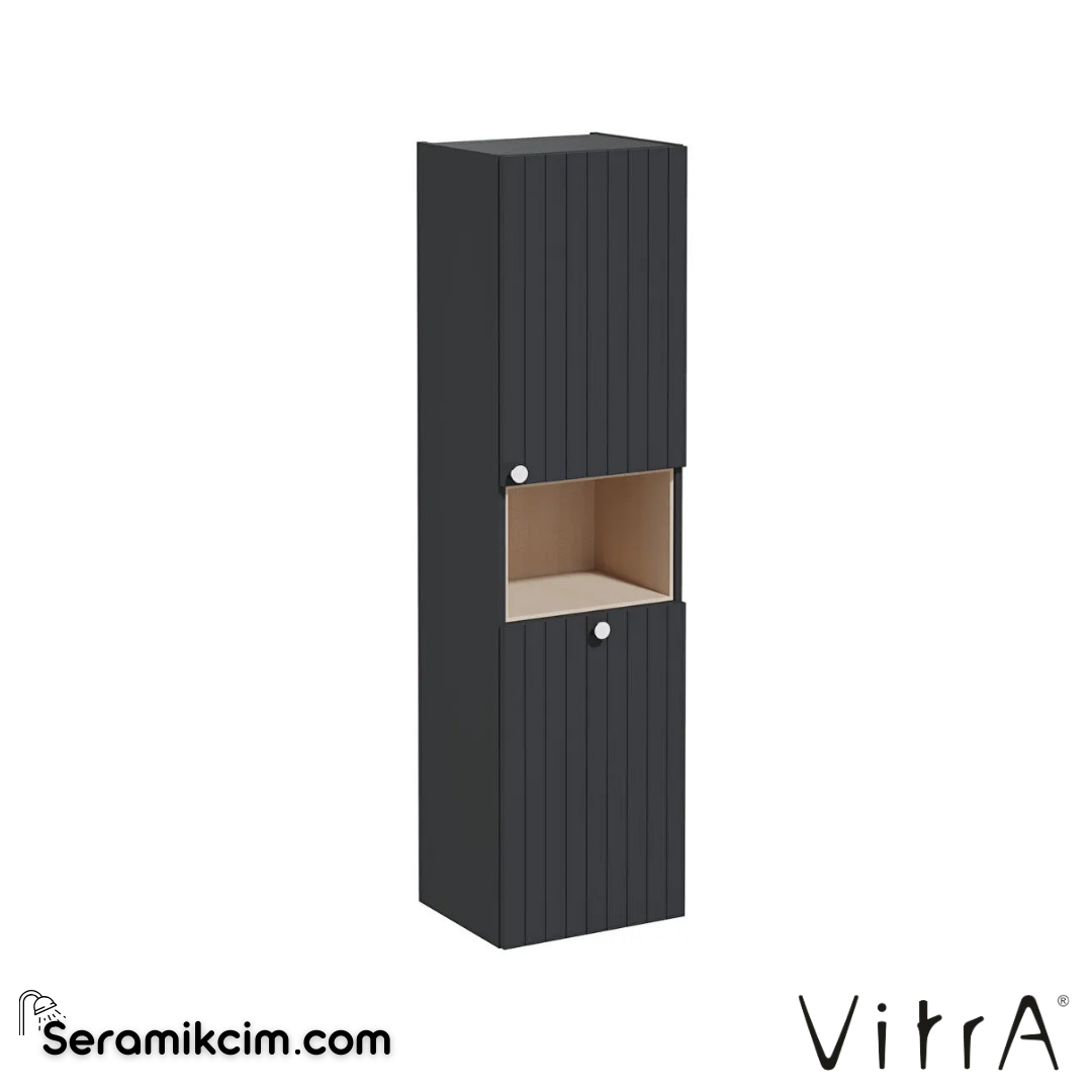 Vitra Root Groove Boy Dolabı, 40 Cm, Kısa, Çamaşır Sepetli, Mat Grafit, Sağ - 69104