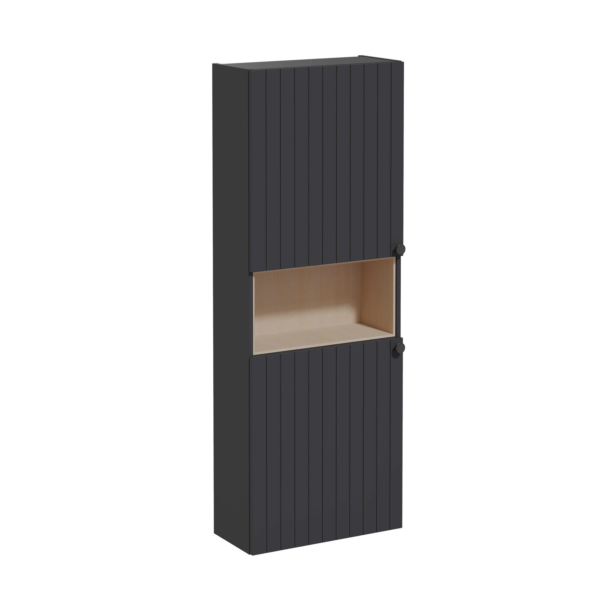 Vitra Root Groove Boy Dolabı 55 cm İki Kapaklı Dar Kısa Mat Grafit 69111