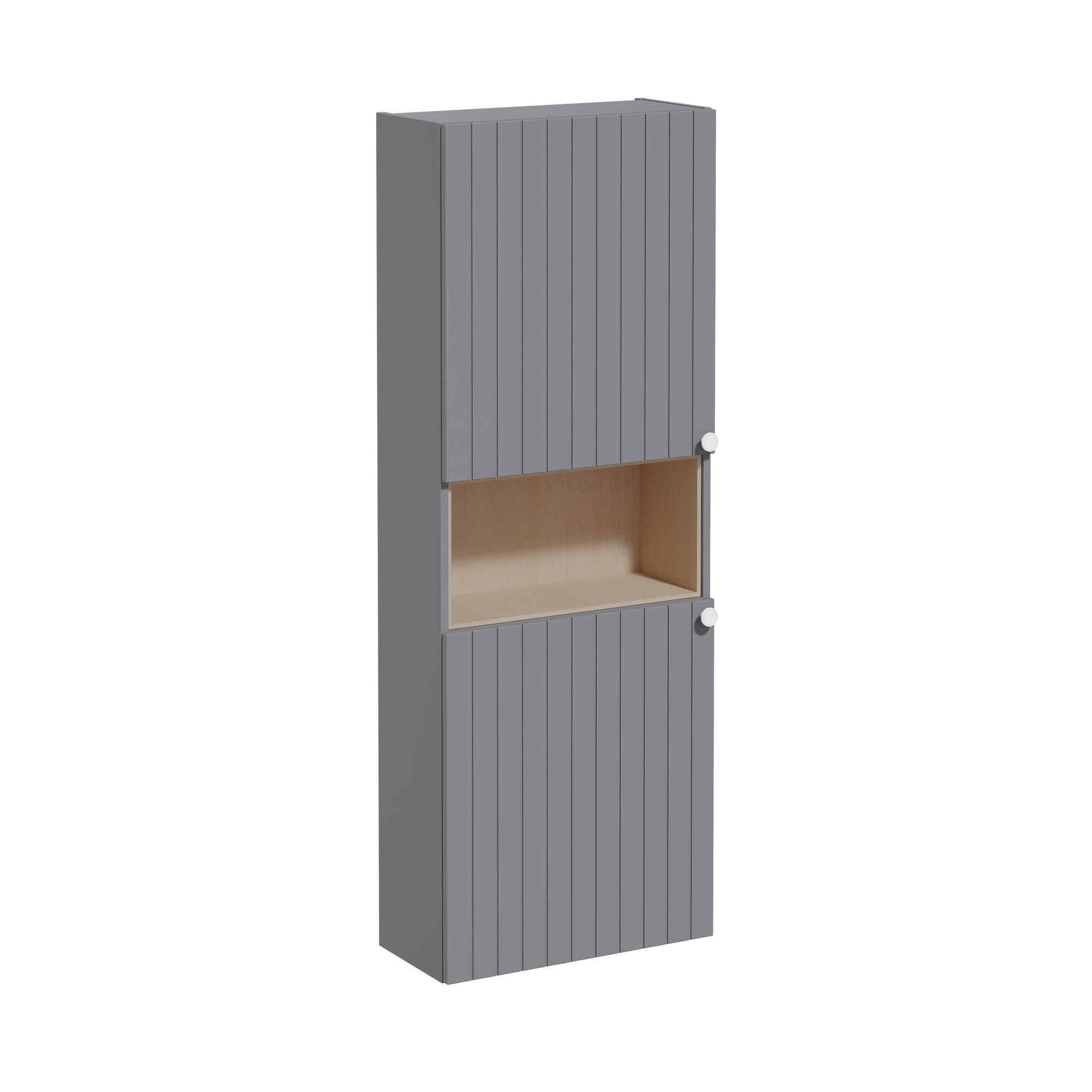 Vitra Root Groove Boy Dolabı 55 cm İki Kapaklı Dar Kısa Mat Gri 69109