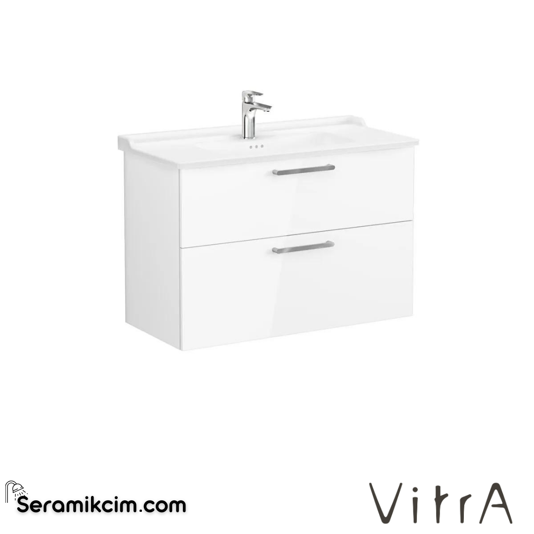 Vitra Root Lavabo Dolabı, İki Çekmeceli, 100 Cm, Parlak Beyaz, Klasik Lavabolu - 68323