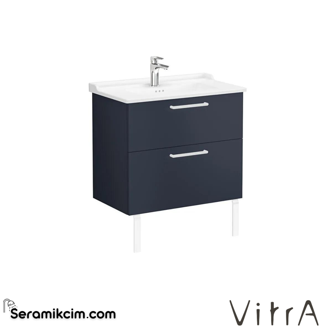 Vitra Root Lavabo Dolabı, İki Çekmeceli, 80 Cm, Mat Lacivert, Klasik Lavabolu - 68299
