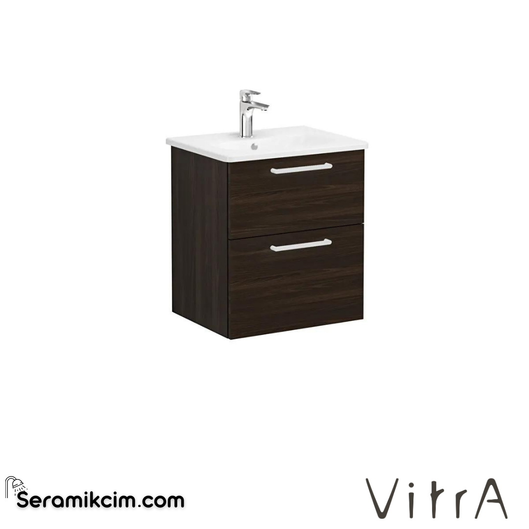 Vitra Root Lavabo Dolabı, İki Çekmeceli, 60 Cm, Ceviz, Yuvarlak Lavabolu - 66289