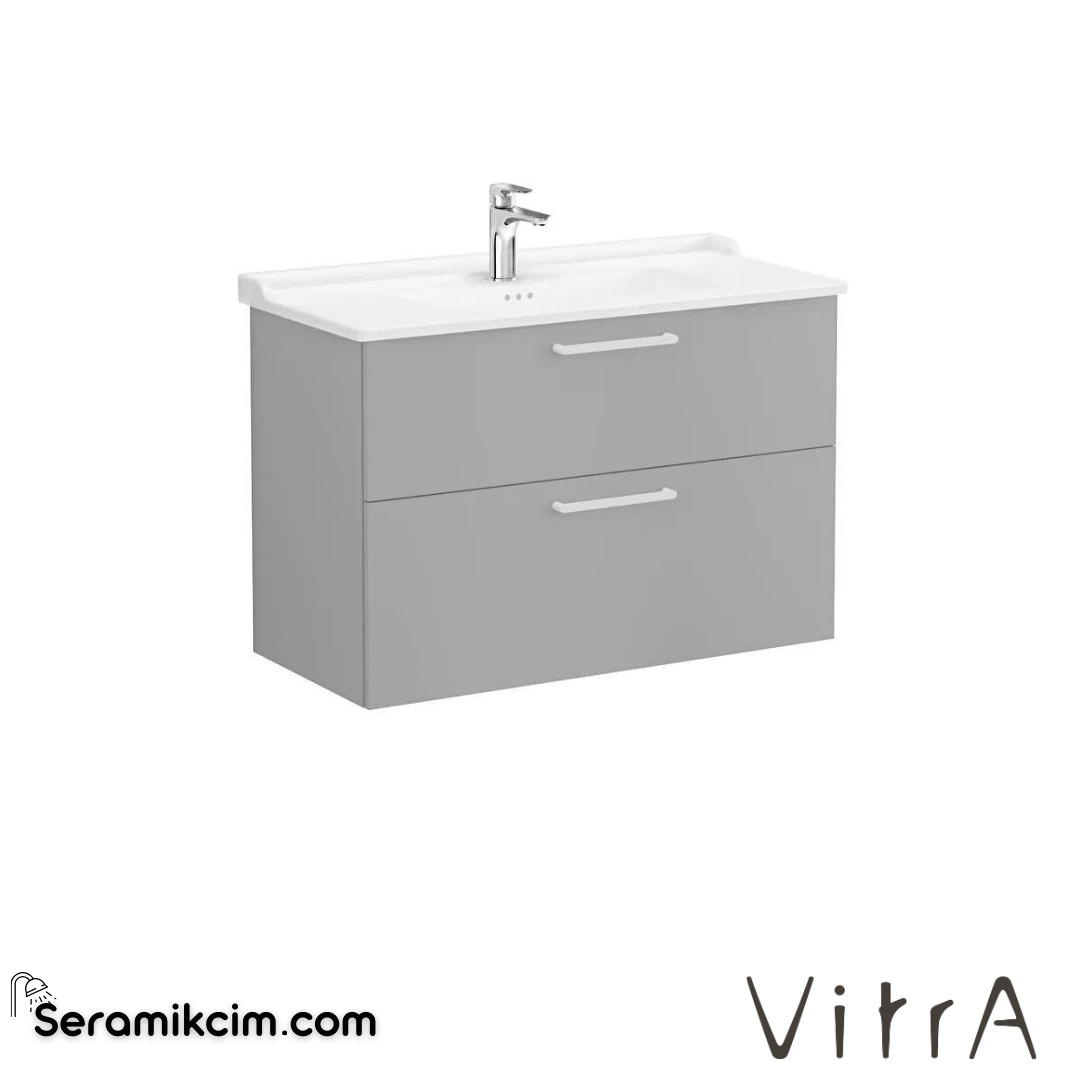 Vitra Root Lavabo Dolabı, İki Çekmeceli, 100 Cm, Mat Kaya Gri, Klasik Lavabolu - 68327