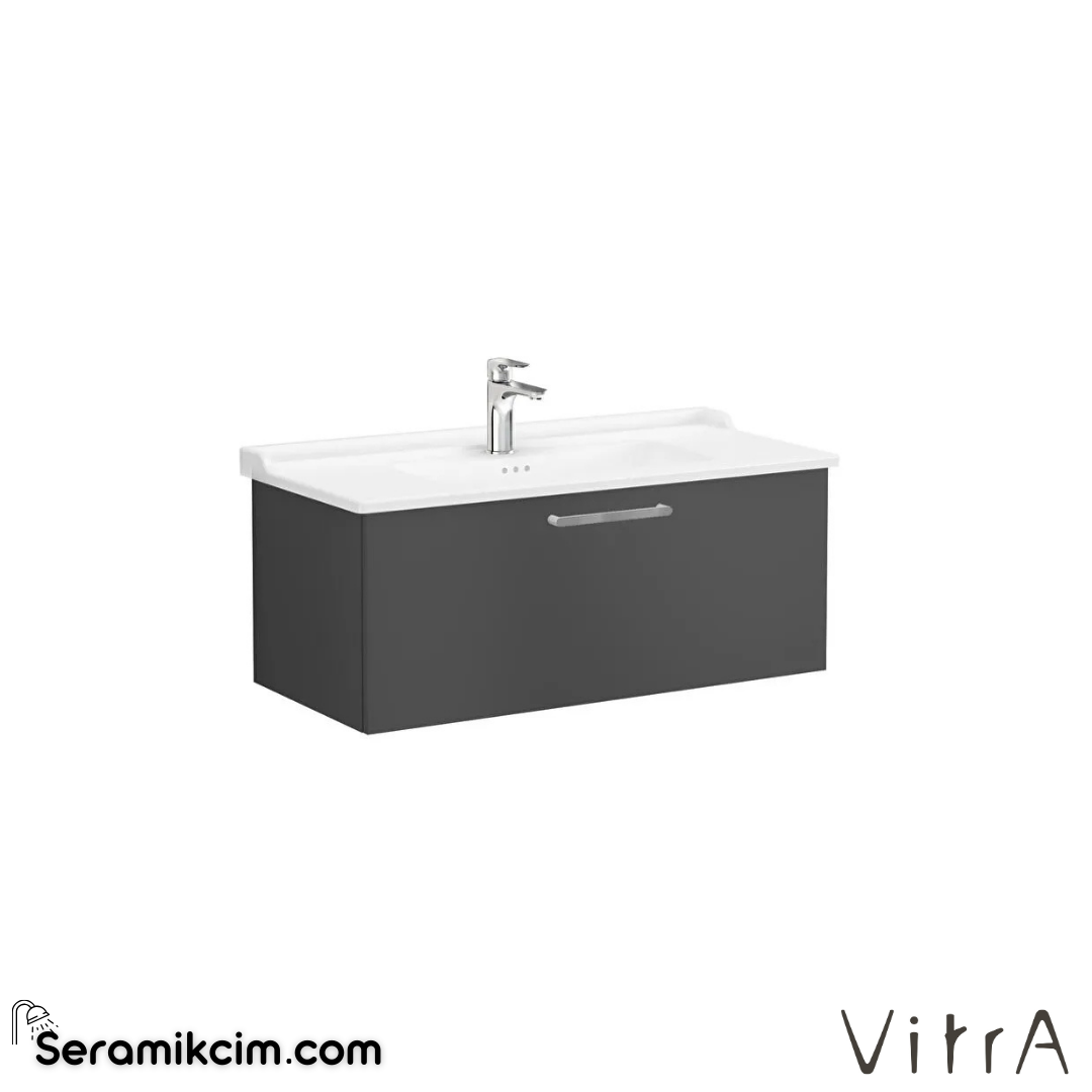 Vitra Root Lavabo Dolabı, Tek Çekmeceli, 100 Cm, Mat Fırtına Gri, Klasik Lavabolu - 68263