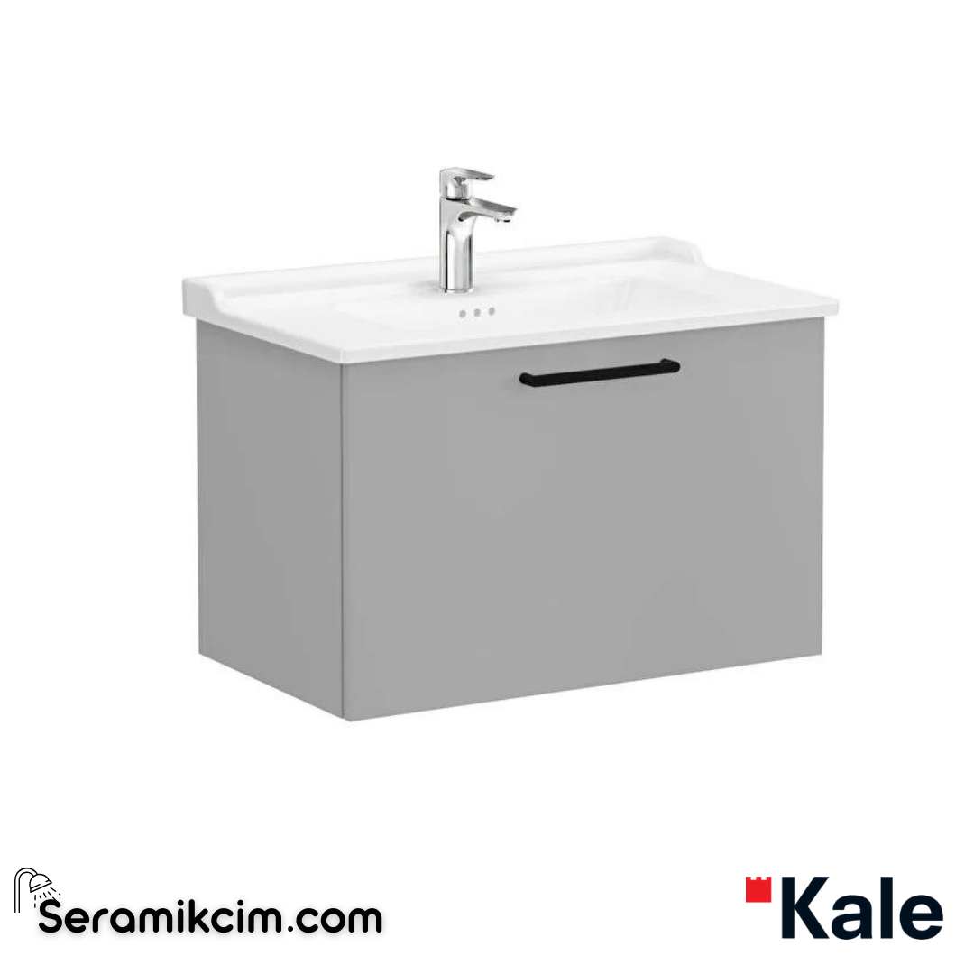 Vitra Root Lavabo Dolabı, Tek Çekmeceli, 80 Cm, Mat Kaya Gri, Klasik Lavabolu - 68232