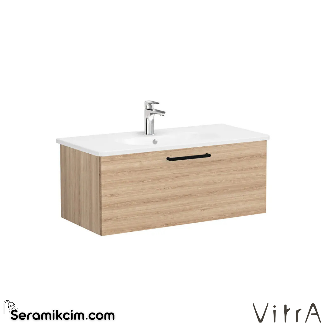 Vitra Root Lavabo Dolabı, Tek Çekmeceli, 100 Cm, Doğal Meşe, Yuvarlak Lavabolu - 68255