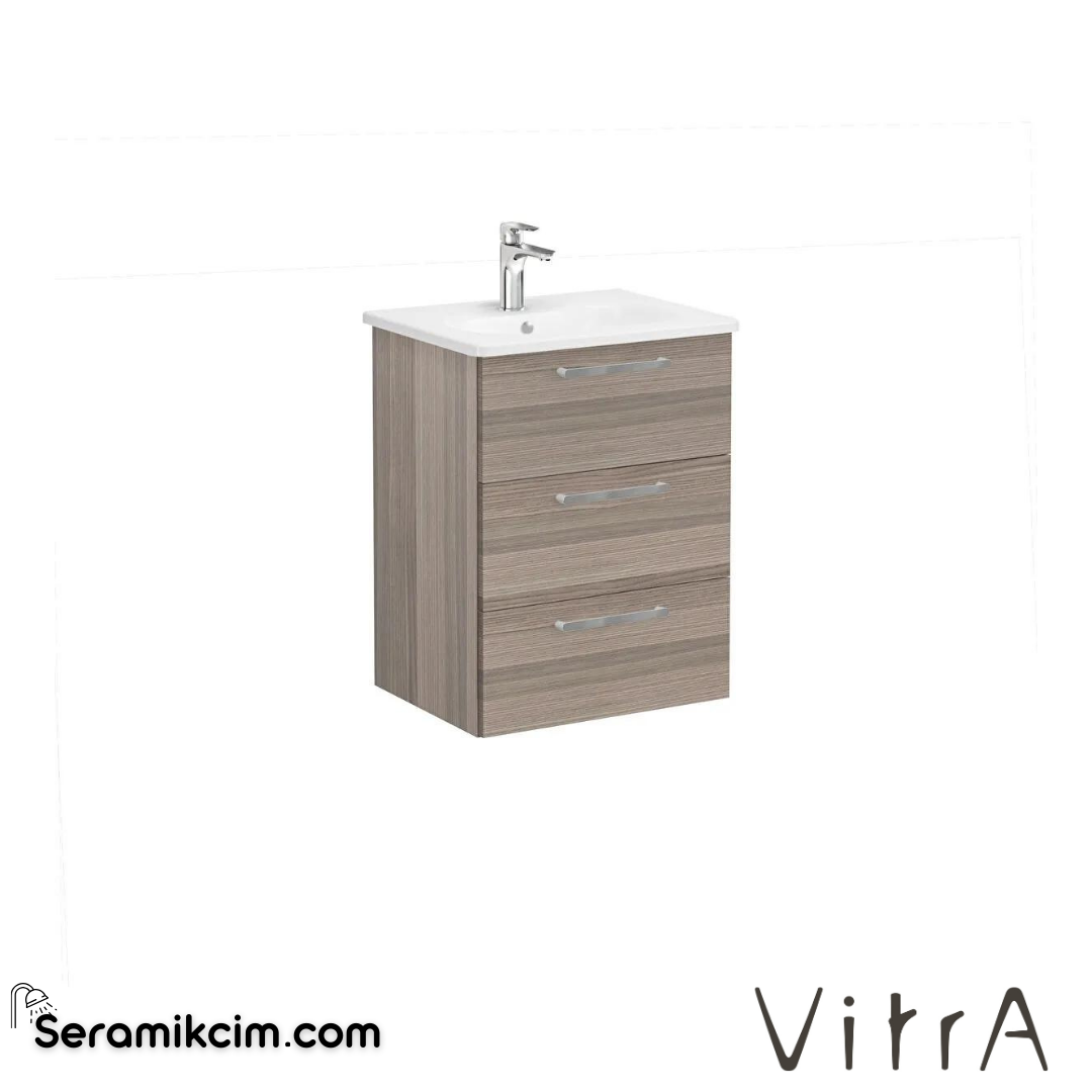 Vitra Root Lavabo Dolabı, Üç Çekmeceli, 60 Cm, Cordoba, Yuvarlak Lavabolu - 68340
