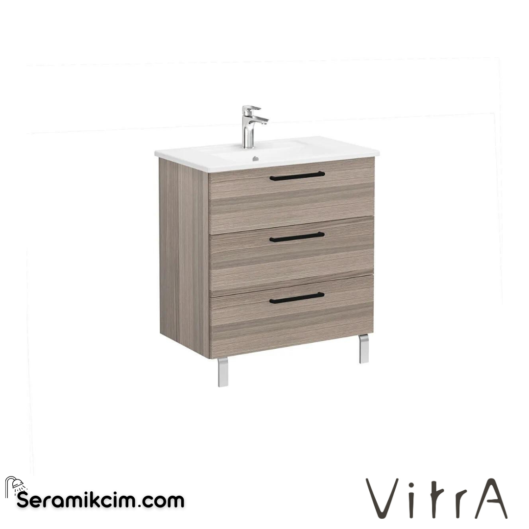 Vitra Root Lavabo Dolabı, Üç Çekmeceli, 80 Cm, Cordoba, Köşeli Lavabolu - 68354
