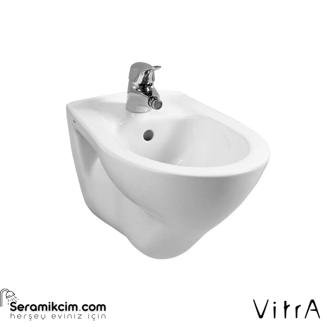 Vitra S20 Round Asma Bide 52 Cm Tek Armatür Delikli, Su Taşma Delikli, Yanlardan Deliksiz, Beyaz