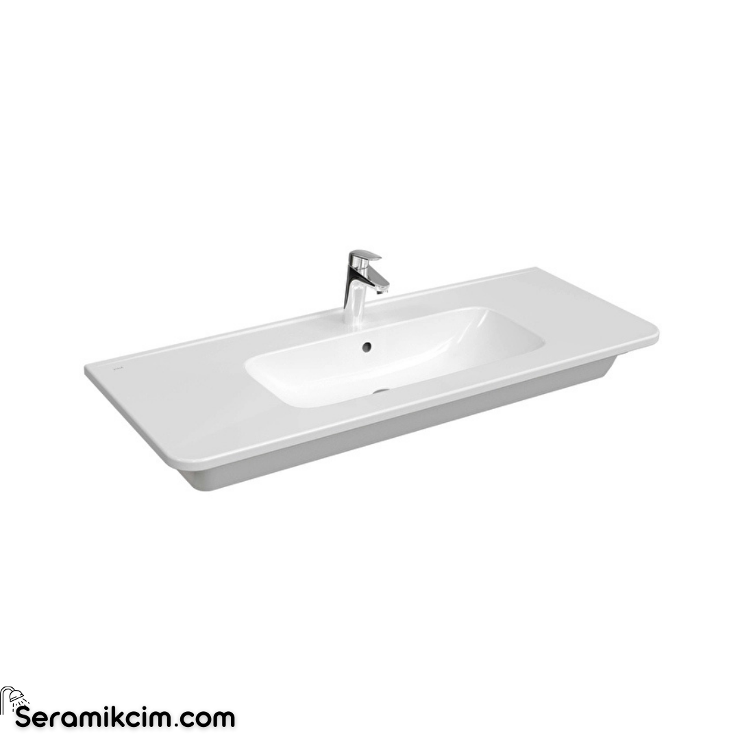 Vitra S20 Round Etajerli Lavabo Yuvarlak 120X46 Cm Tek Armatür Delikli Beyaz 7683B003-0001