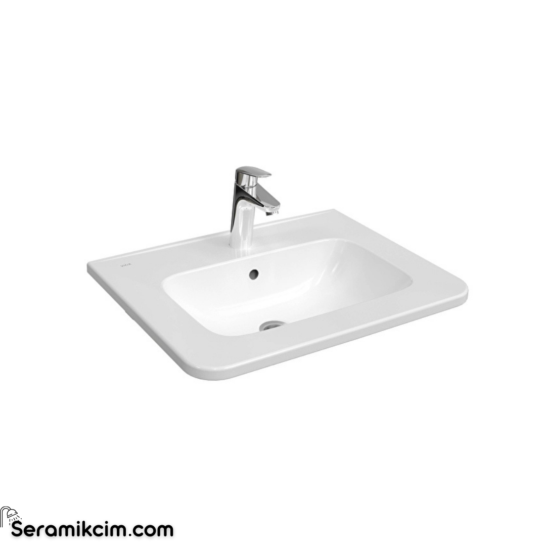Vitra S20 Round Etajerli Lavabo Yuvarlak 60X47 Cm Tek Armatür Delikli Beyaz 7680B003-0001