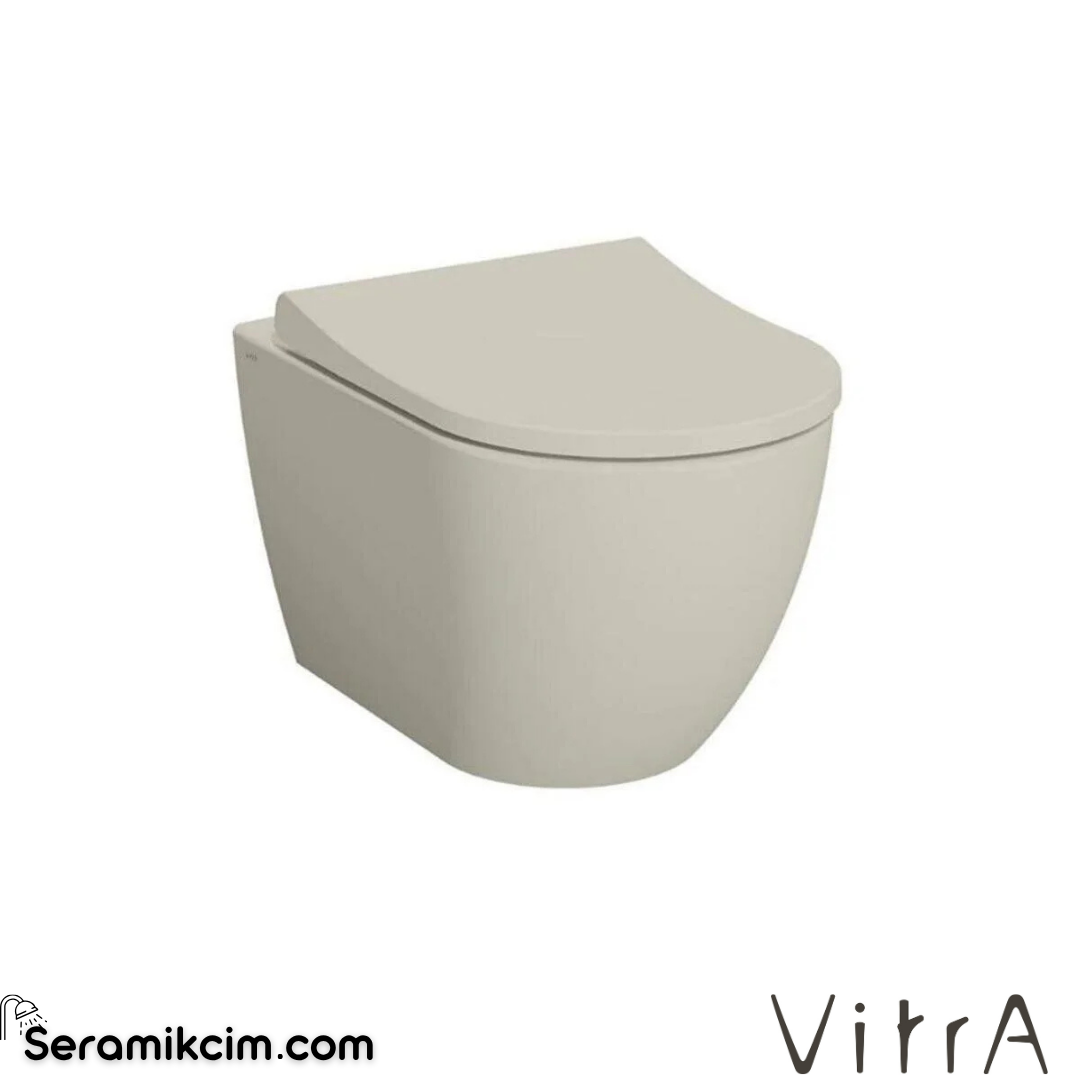 VitrA S60 Asma Klozet SmoothFlush, Gizli Montajlı, 54 cm Taharet Borulu, Taharet Borusu Girişi Sıva Altı Uygulamalı, Mat Bej