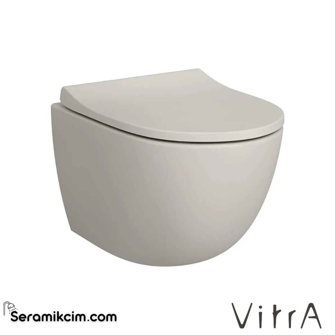 VitrA Sento Asma Klozet Rim-ex, Gizli Montajlı, Kompakt, 50 cm Taharet Borulu, Taharet Borusu Girişi Sıva Altı Uygulamalı, Mat Bej - 7747B020-0559