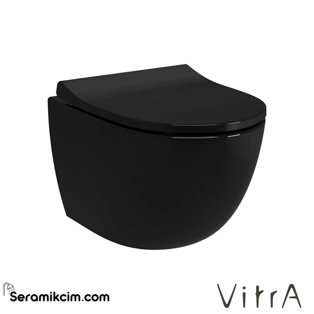 VitrA Sento Asma Klozet Rim-ex, Gizli Montajlı, Kompakt, 50 cm Taharet Borulu, Taharet Borusu Girişi Sıva Altı Uygulamalı, Siyah - 7747B070-0559