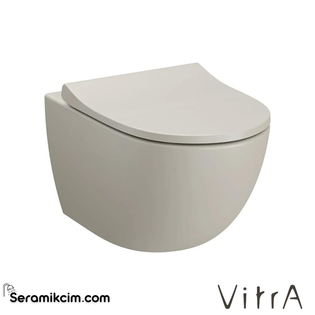 VitrA Sento Asma Klozet Rim-ex, Gizli Montajlı, 54 cm Taharet Borulu, Taharet Borusu Girişi Sıva Altı Uygulamalı, Mat Bej - 7748B020-0559