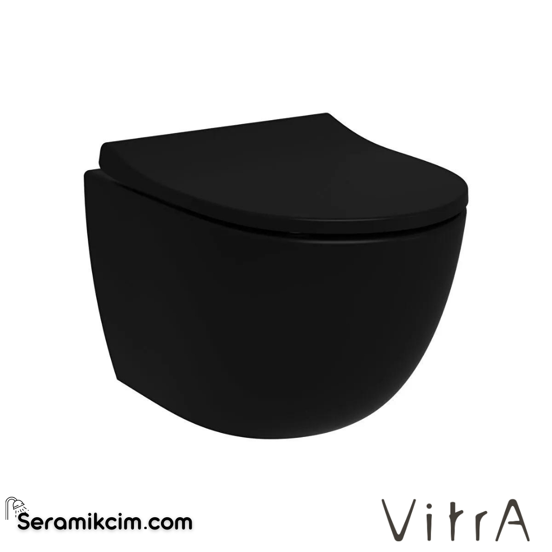 VitrA Sento Asma Klozet Rim-ex, Gizli Montajlı, Kompakt, 50 cm Taharet Borulu, Taharet Borusu Girişi Sıva Altı Uygulamalı, Mat Siyah - 7747B083-0559