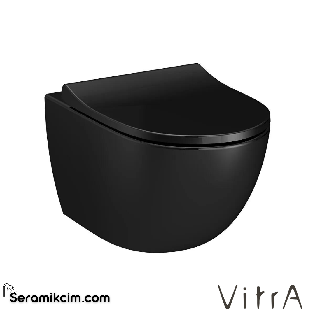 VitrA Sento Asma Klozet Rim-ex, Gizli Montajlı, 54 cm Taharet Borulu, Taharet Borusu Girişi Sıva Altı Uygulamalı, Siyah - 7748B070-0559