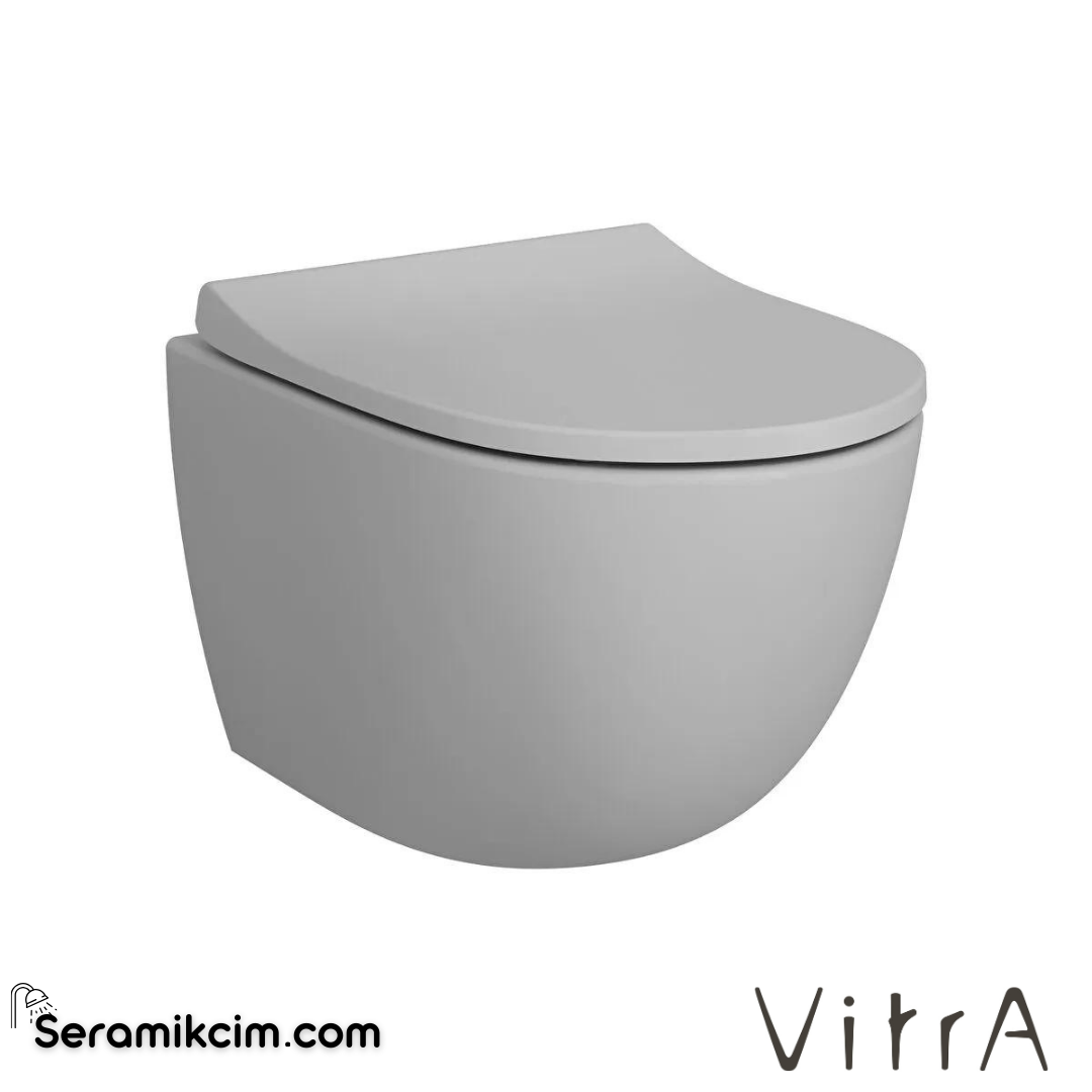 VitrA Sento Asma Klozet Rim-ex, Gizli Montajlı, Kompakt, 50 cm Taharet Borulu, Taharet Borusu Girişi Sıva Altı Uygulamalı, Mat Taş Gri - 7747B076-0559