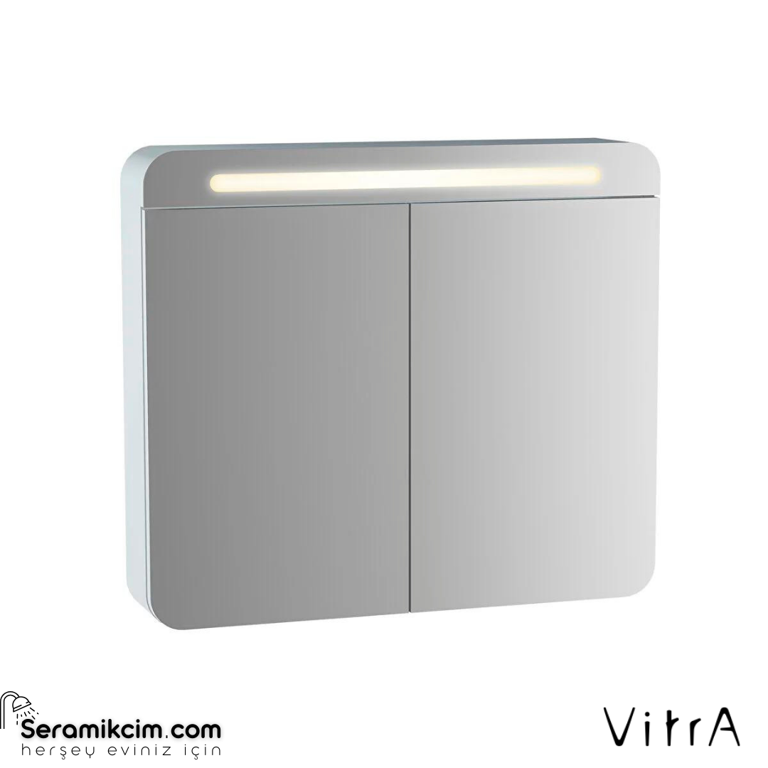 Vitra Sento Aydınlatmalı Dolaplı Ayna, 80 Cm, Mat Beyaz