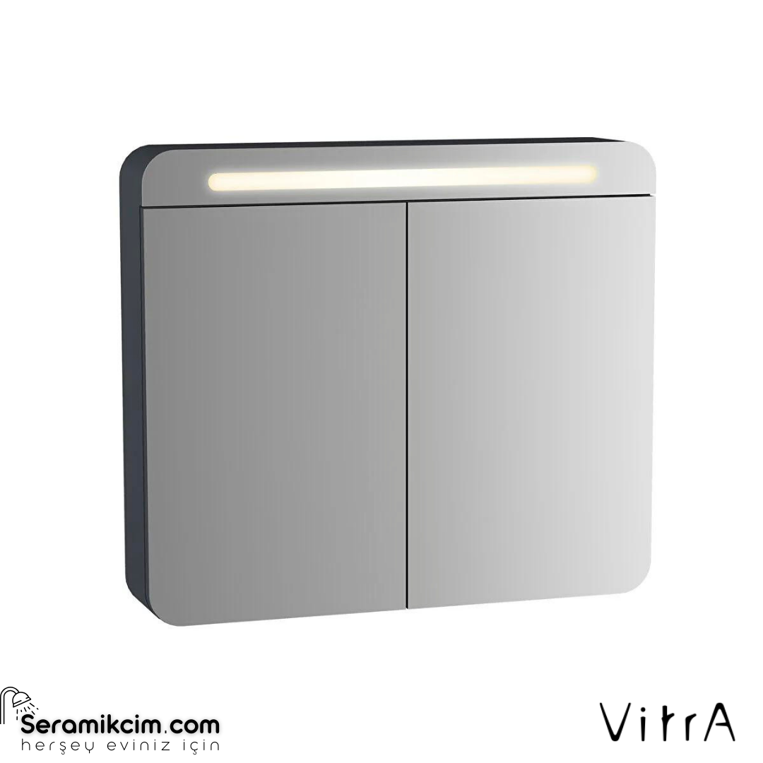 Vitra Sento Aydınlatmalı Dolaplı Ayna, 80 Cm, Mat Antrasit