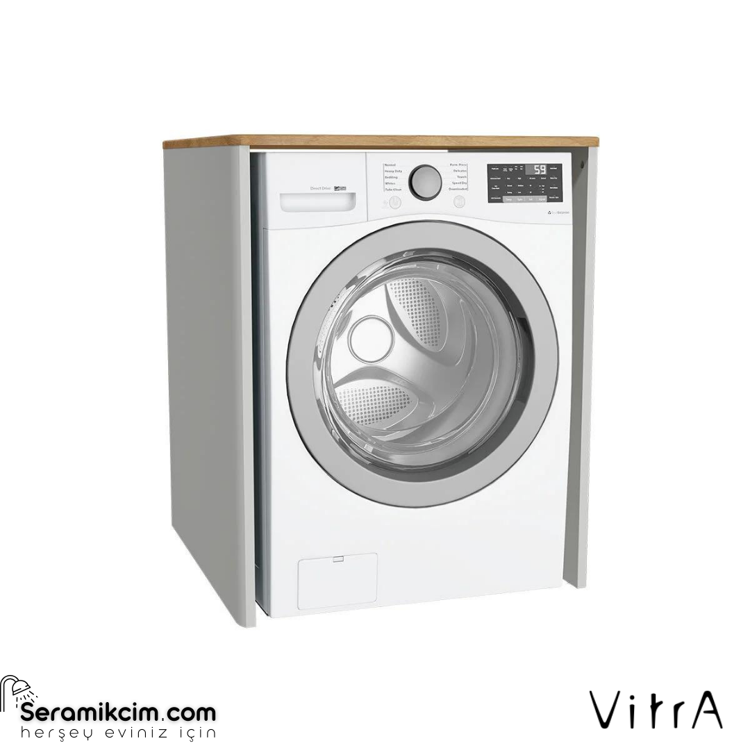 Vitra Sento Çamaşır Makinesi Dolabı, 70 Cm, Çamaşır Sepetsiz, Mat Açık Gri
