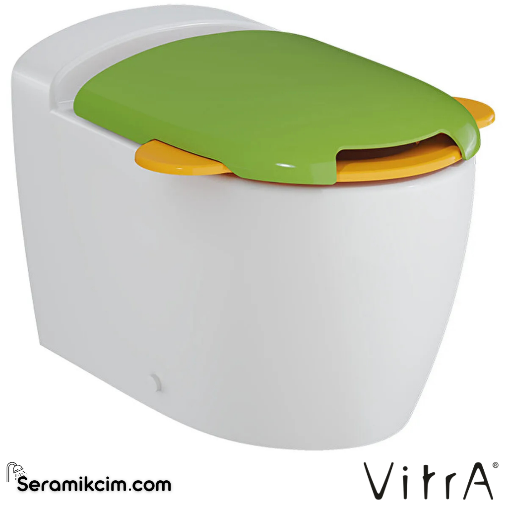 VitrA Sento Kids Yerden Klozet SmoothFlush, Duvara Tam Dayalı, 50 cm Taharet Borulu, Taharet Borusu Girişi Sıva Altı Uygulamalı, Beyaz - 7361B003-0090