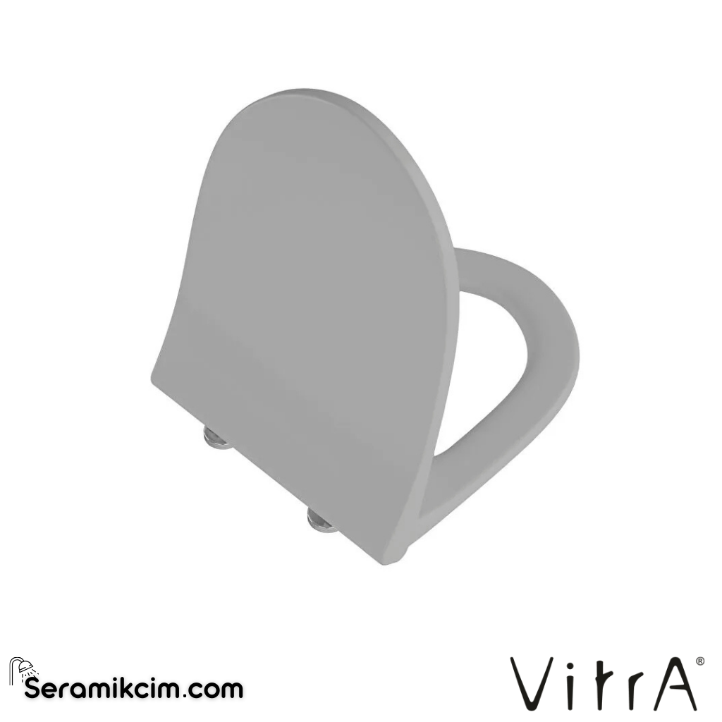 VitrA Sento Klozet Kapağı Slim, Duroplast, Üstten Sıkmalı Yavaş Kapanır, Metal Menteşeli, Mat Taş Gri 120-476-009 - 120-476-009