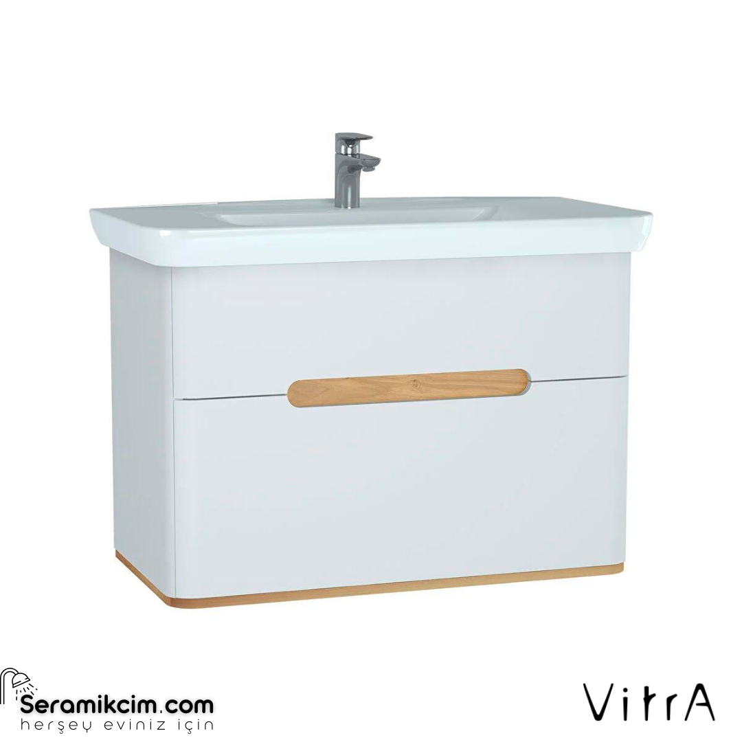 Vitra Sento Lavabo Dolabı, 100 Cm, Çift Çekmeceli, Ayaksız, Mat Beyaz