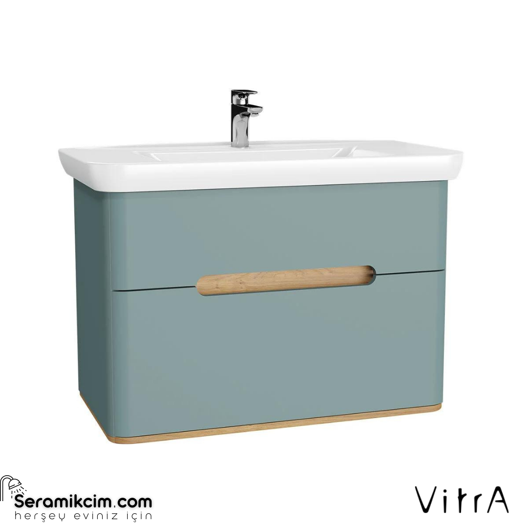 Vitra Sento Lavabo Dolabı, 100 Cm, Çift Çekmeceli, Ayaksız, Mat Fiyord Yeşili