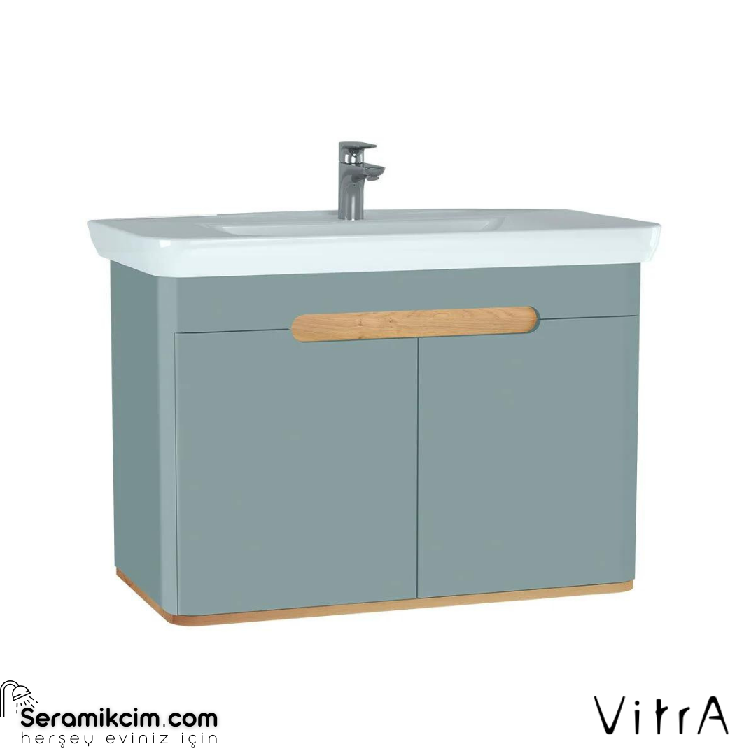 Vitra Sento Lavabo Dolabı, 100 Cm, Kapaklı, Ayaksız, Mat Fiyord Yeşili