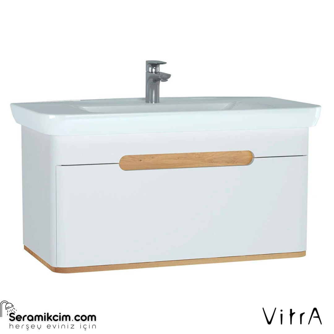 Vitra Sento Lavabo Dolabı, 100 Cm, Tek Çekmeceli, Ayaksız, Mat Beyaz