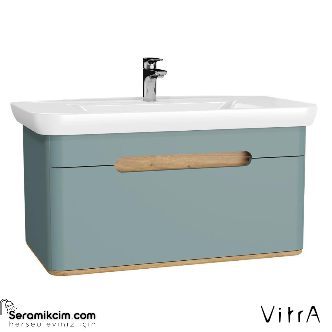 Vitra Sento Lavabo Dolabı, 100 Cm, Tek Çekmeceli, Ayaksız, Mat Fiyord Yeşili