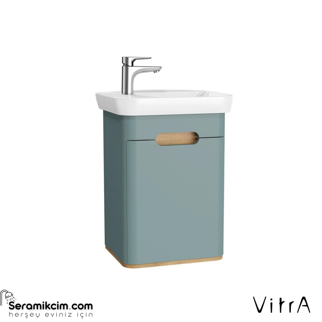 Vitra Sento Lavabo Dolabı, 50 Cm, Kapaklı, Ayaksız, Mat Fiyord Yeşili, Sol