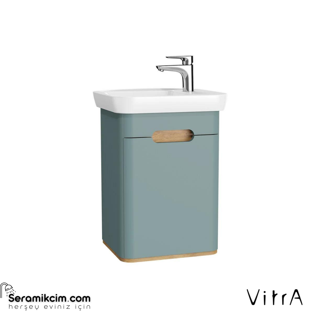 Vitra Sento Lavabo Dolabı, 50 Cm, Kapaklı, Ayaksız, Mat Fiyord Yeşili, Sağ