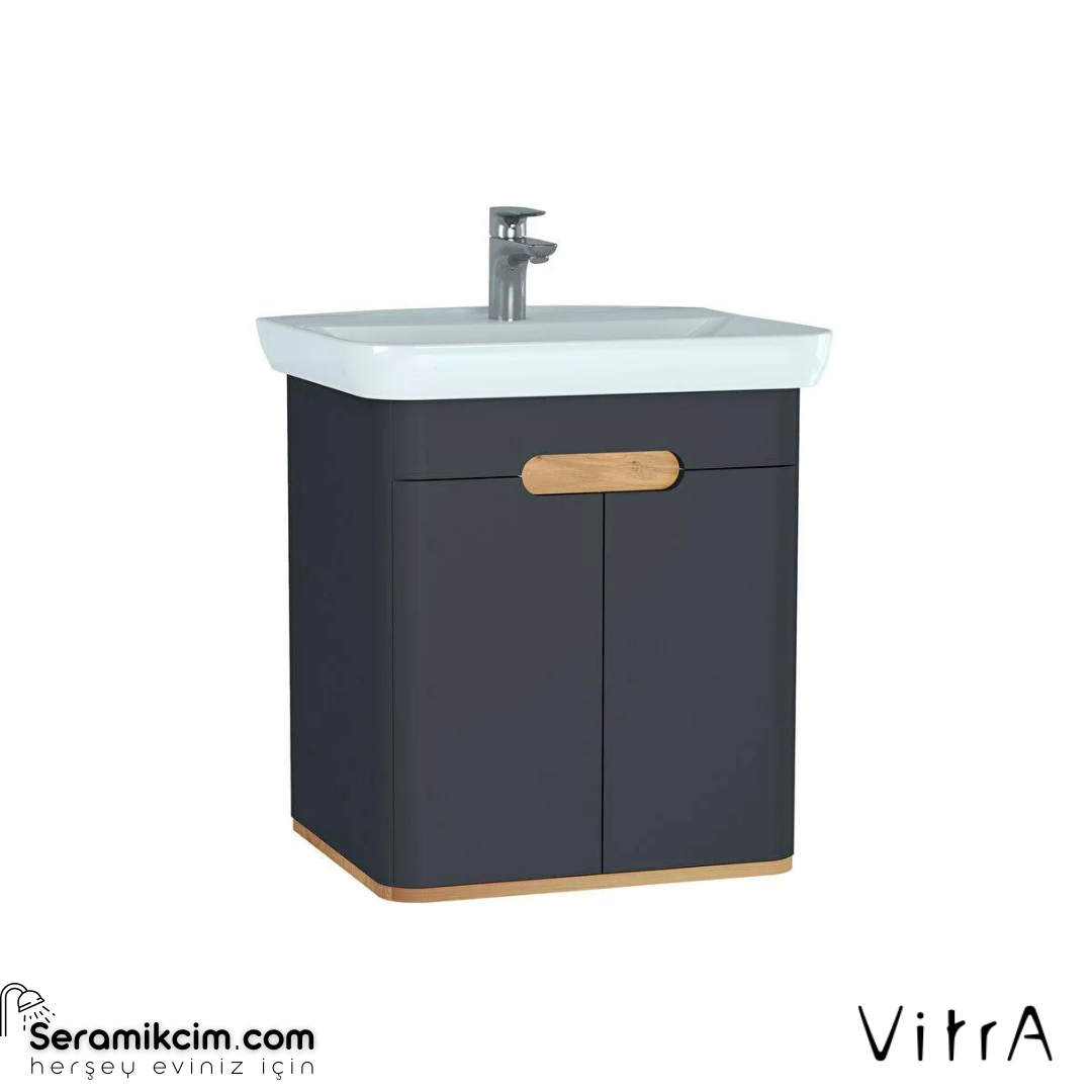Vitra Sento Lavabo Dolabı, 65 Cm, Kapaklı, Ayaksız, Mat Antrasit