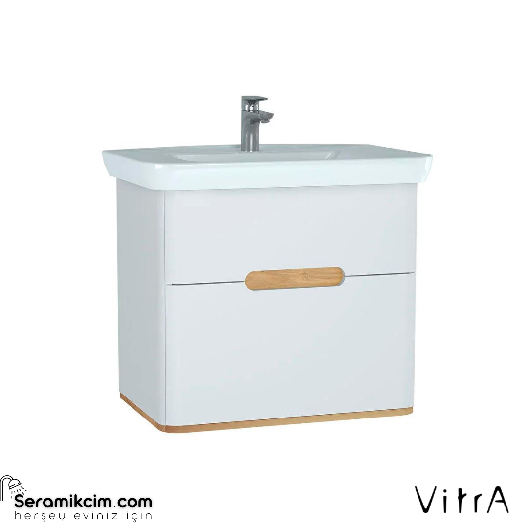 Vitra Sento Lavabo Dolabı, 80 Cm, Çift Çekmeceli, Ayaksız, Mat Beyaz